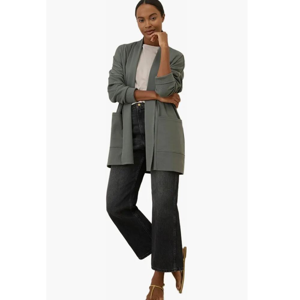 Pact Organic Cotton Airplane Wrap Open Cardigan Sage Green Womens Size XL/XXL - Picture 9 of 11